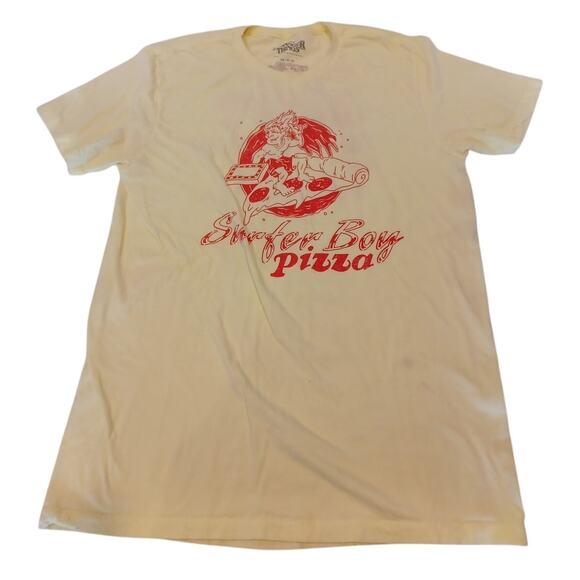 Stranger Things Surfer Boy Pizza Yellow Unisex T-Shirt Size L - Picture 1 of 7